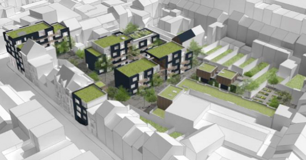 © Urban Platform Architects – Revalorisation du site Lochten – Germeau Projet Lochten - Lauréat de la catégorie "Développement et unités unifamiliales – reconversion d’un site industriel en quartier durable " du concours d’architecture pour le salon flamand BIS